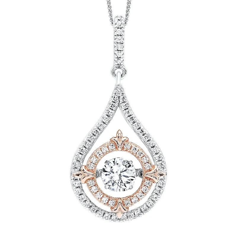 Thick gold necklace-Rhythm of Love CZ Pendant in Sterling Silver