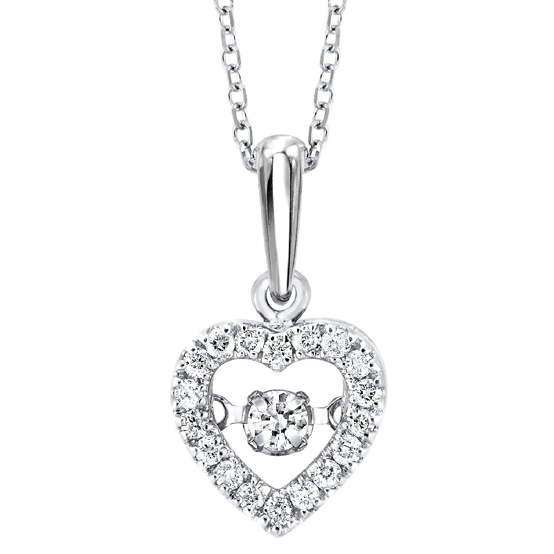 Classic amber necklace-Rhythm of Love Diamond Heart Pendant in White Gold