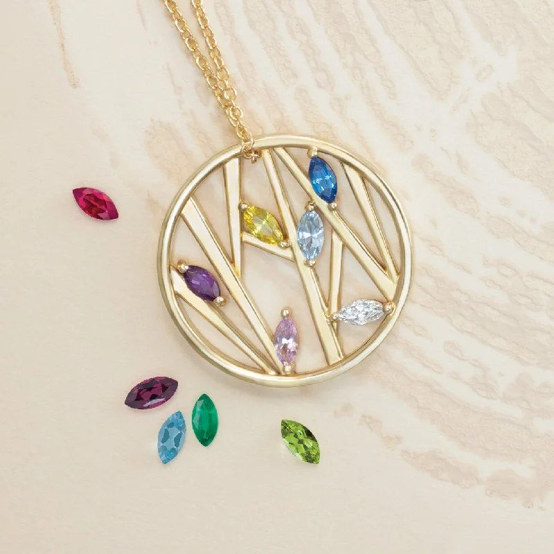 Cut-out necklace-Round Gemstone Family Necklace