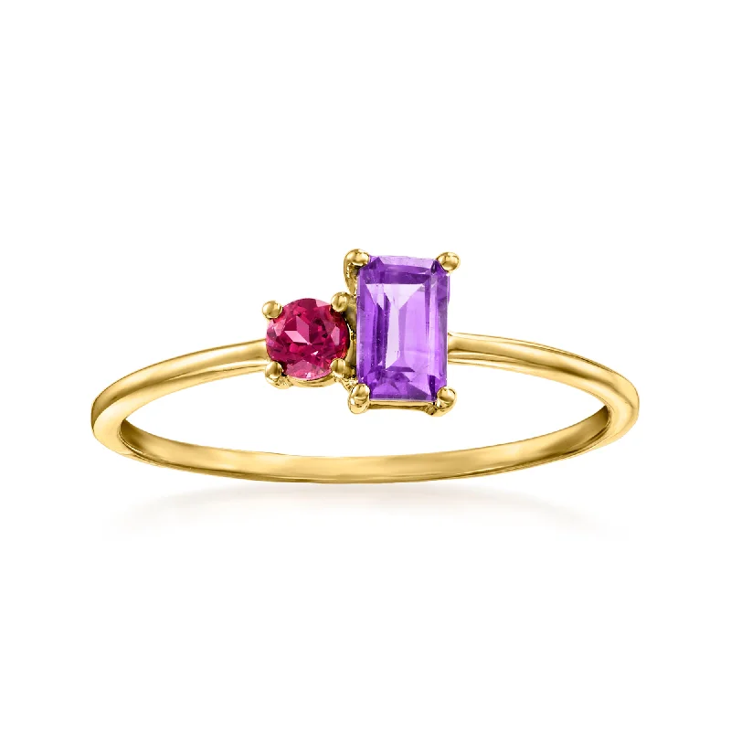 Deep hematite ring-RS Pure by Ross-Simons Amethyst and . Rhodolite Garnet Ring in 14kt Yellow Gold