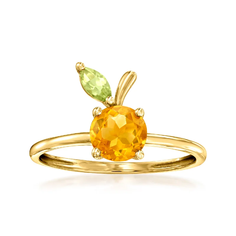 Classic lapis ring-RS Pure by Ross-Simons Citrine and . Peridot Peach Ring in 14kt Yellow Gold