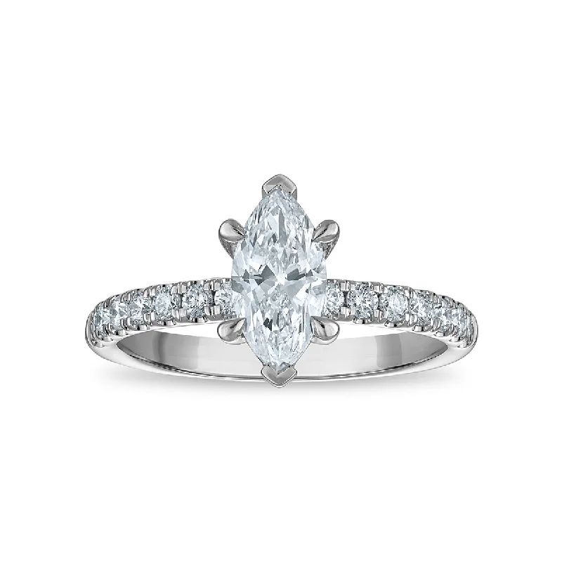 Fin motif ring-Signature EcoLove 1-1/3 CTW Lab Grown Diamond Ring in 14KT White Gold