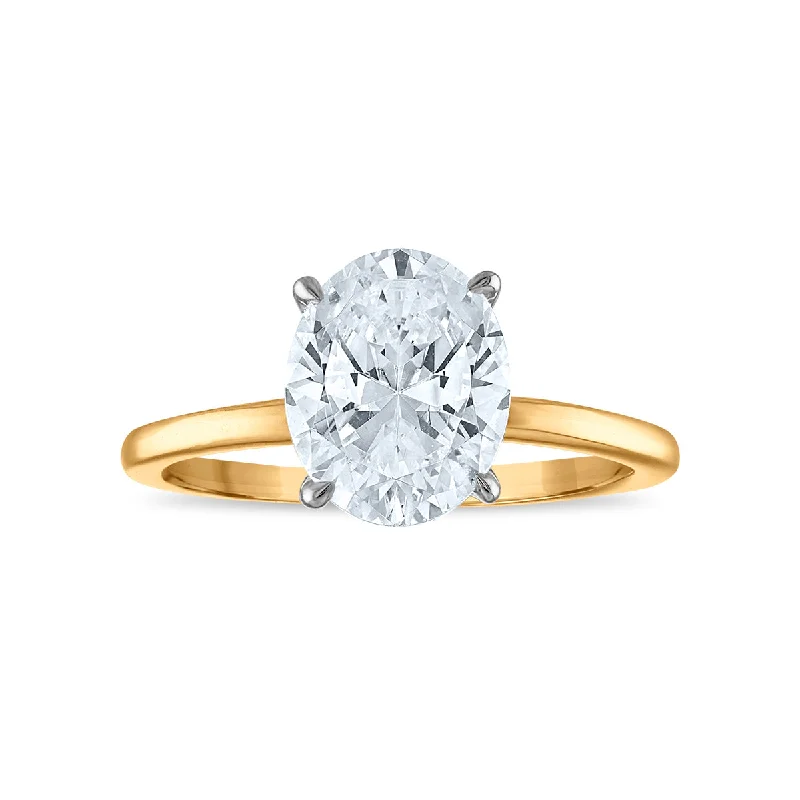 Textured ring-Signature EcoLove Diamond Dreams 2 CTW Lab Grown Oval Solitaire Ring in 14KT Gold