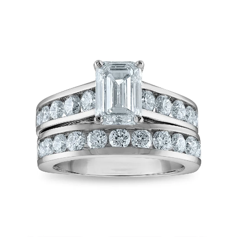 Chipped edge ring-Signature EcoLove Diamond Dreams 4 CTW Lab Grown Diamond Bridal Set in 14KT White Gold