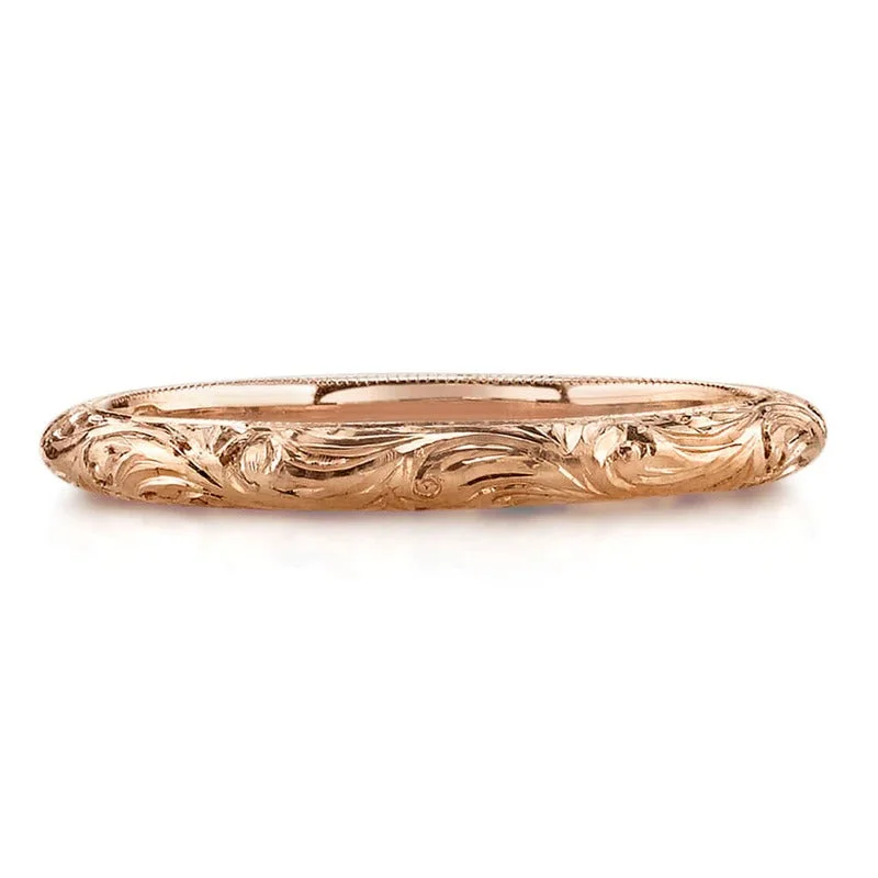 Crest motif ring-Single Stone 18K Rose Gold Natalie Band