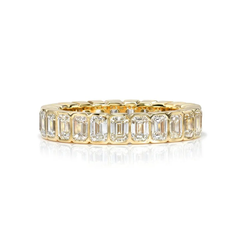 Blocked band ring-Single Stone 18K Yellow Gold Athena Band