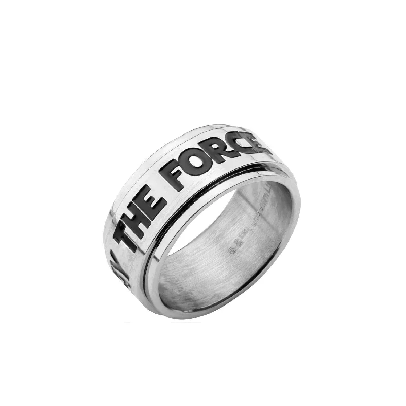 Cut-out ring-Star Wars: "May the Force..." Quote Spinner Ring 316 Stainless Steel