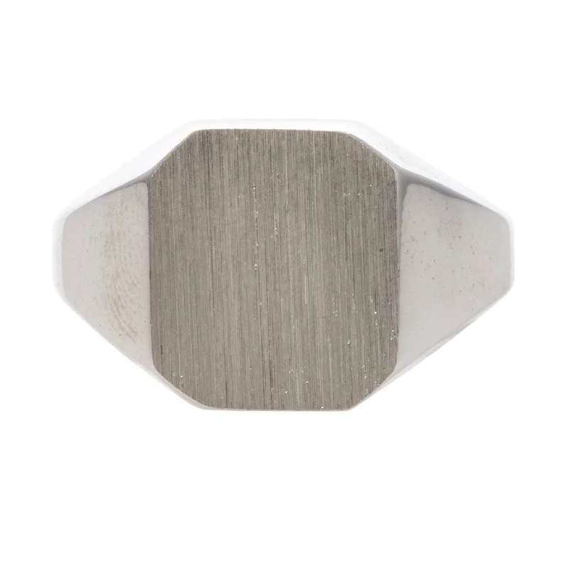 Raised stone ring-Sterling Silver 12x11mm Octagonal Signet Ring