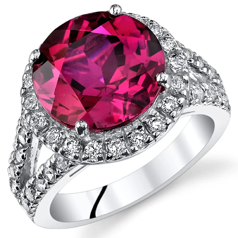 Bright topaz ring-Sterling Silver 6.75 ct Created Ruby Engagement Ring