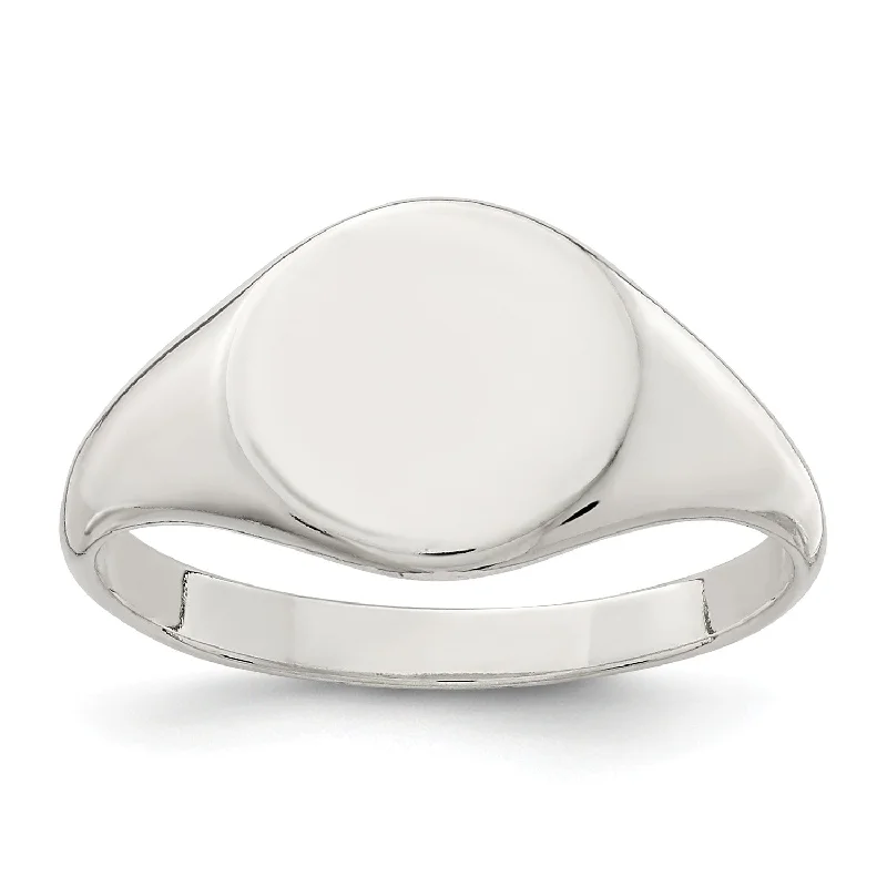 Single pearl ring-Sterling Silver Closed Back Signet Ring; Size 7