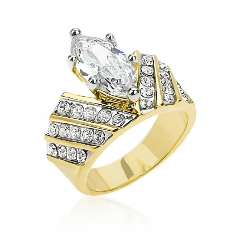 Ridged ring-Stunning Venetian Crown Ring Sparkling Cubic Zirconia Women's Ring