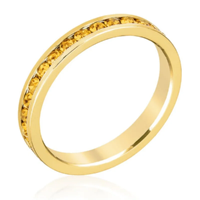 Delicate-band ring-Stylish Stackables Yellow Crystal Gold Ring Dazzling Women's Fashion Ring