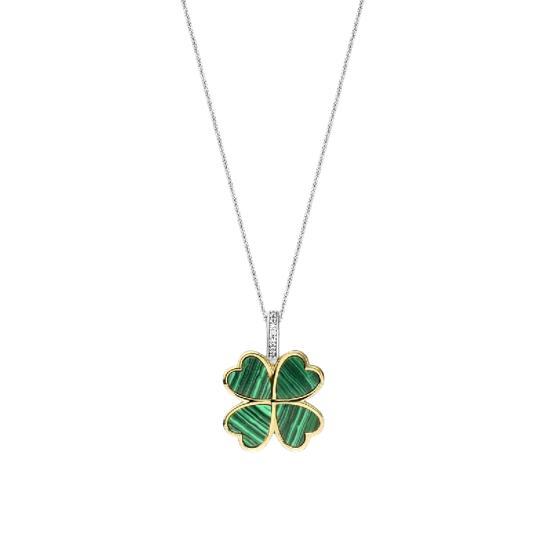 Fin motif necklace-Ti Sento 18ct Gold Vermeil Silver Cubic Zirconia Clover Necklace