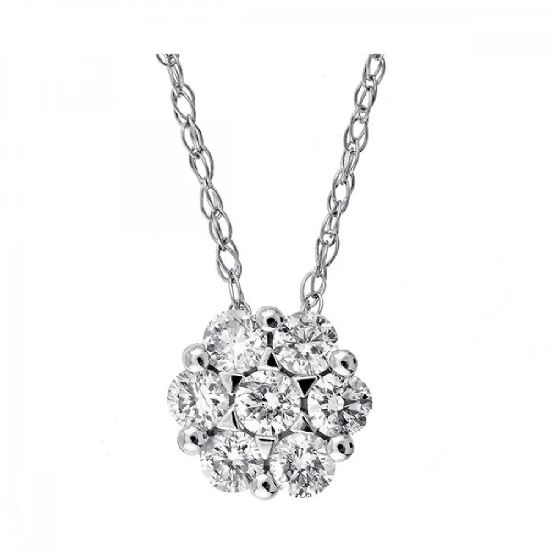 Flecked enamel necklace-Timeless White Gold Diamond Cluster Pendant Necklace, 0.25 cttw