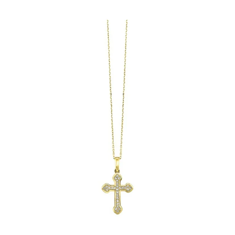 Soft morganite necklace-Timeless Yellow Gold Diamond Cross Pendant Necklace, 0.10 cttw