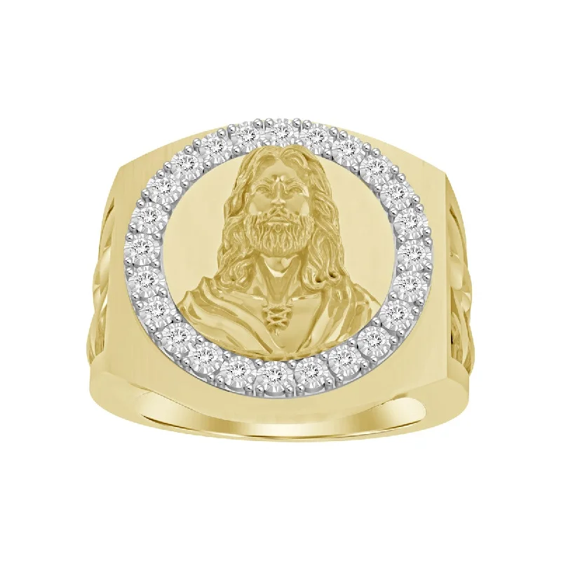 Suspended gem ring-Titán by Adrian Gonzalez 10KT Yellow Gold 1/4 CTW Diamond Jesus Ring