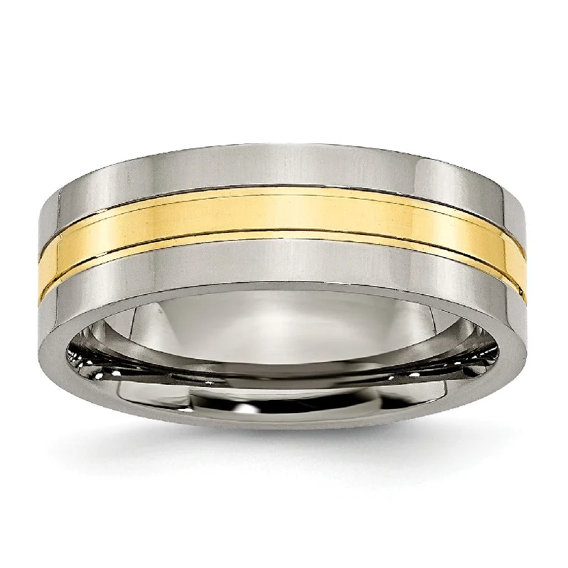 Infinite weave ring-Titanium Yellow IP-plated Grooved 7mm Polished Band