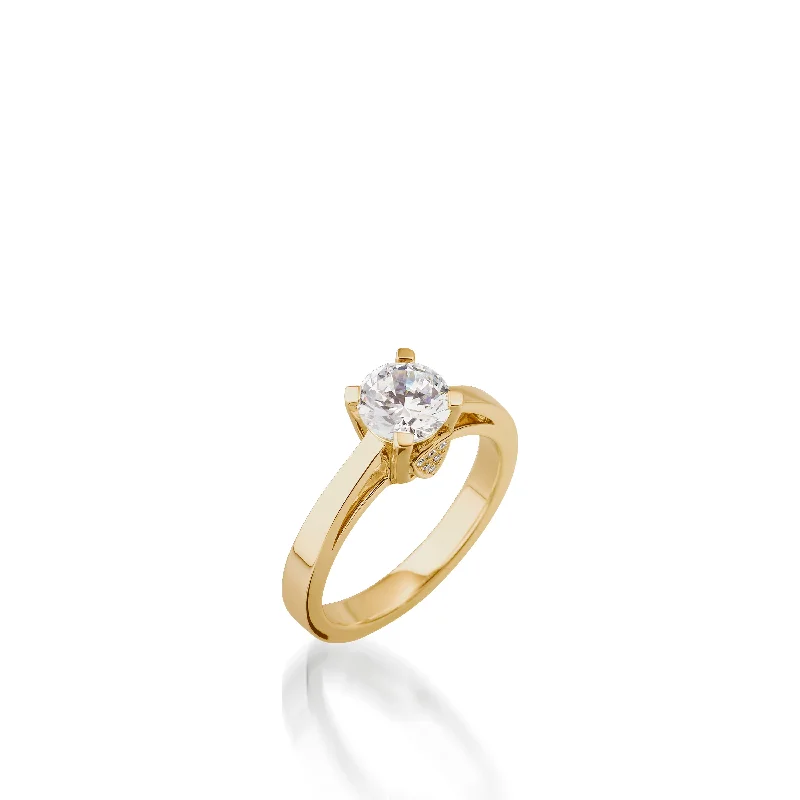 Subtle mesh ring-Tribute Yellow Gold Engagement Ring