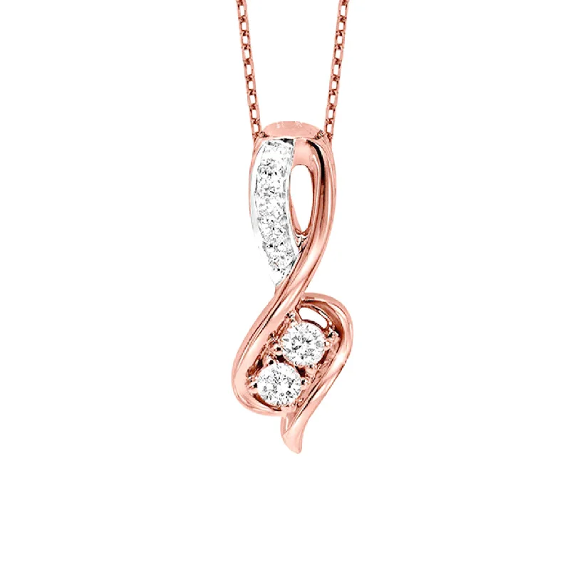 Faint silver necklace-Twogether Rose Gold Diamond Pendant