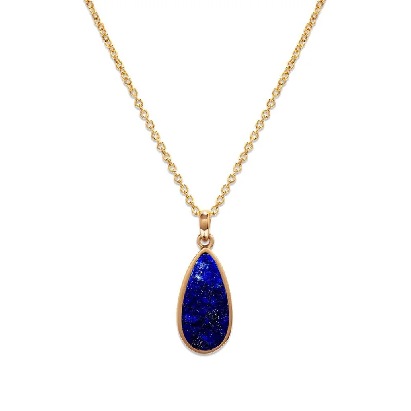 Lush peridot necklace-Unique & Co Gold Vermeil Lapis Pendant