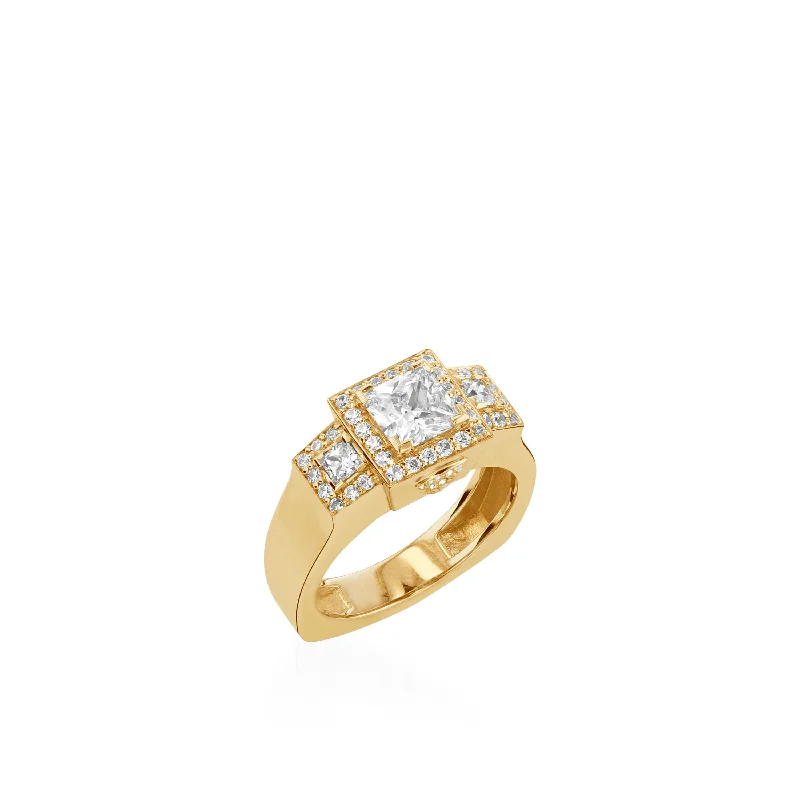 Crest motif ring-Vienna Yellow Gold Engagement Ring