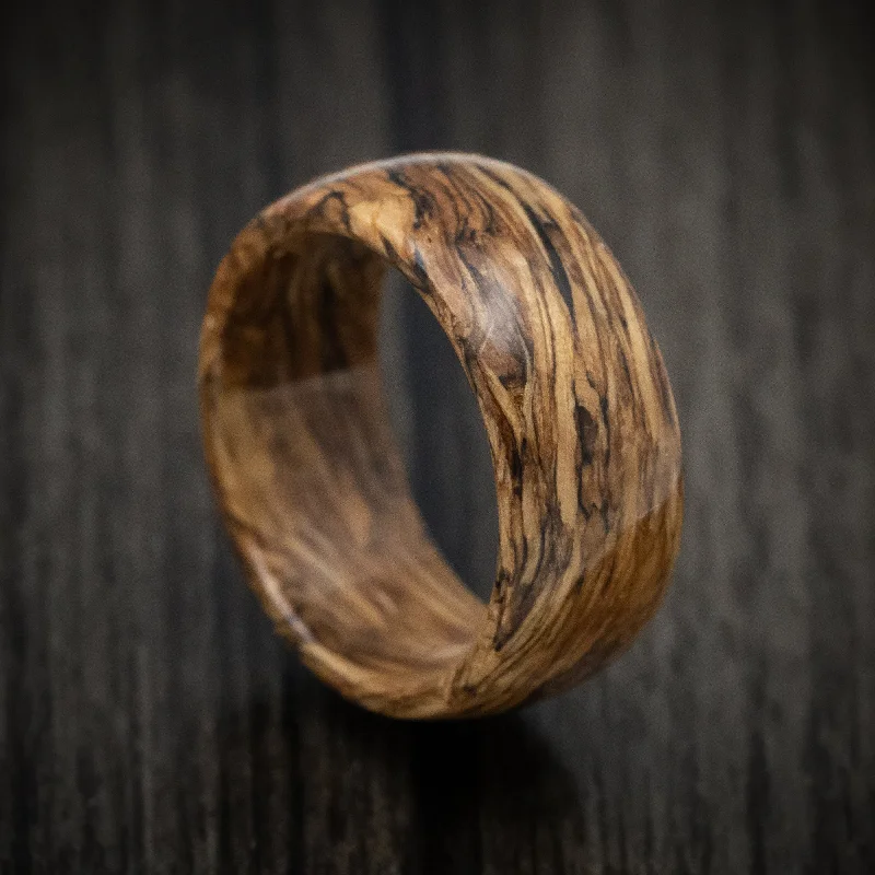 Faint silver ring-Whiskey Barrel Wood Marbled Wood Men's Ring Custom Made Band