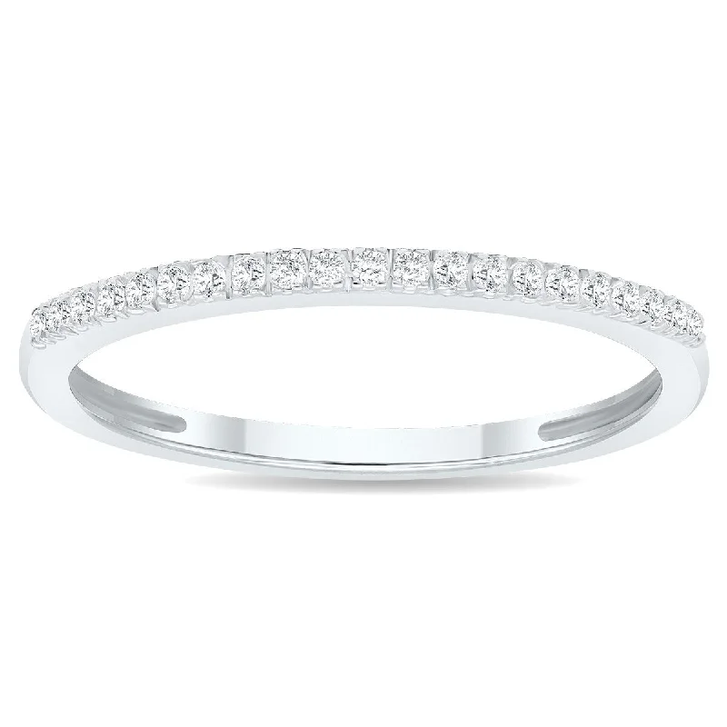 Clean-cut ring-Women's 1/10 Carat TW 1MM Thin Diamond Wedding Band in 10K White Gold