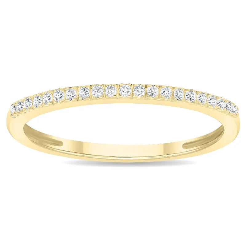 Precision cut ring-Women's 1/10 Carat TW 1MM Thin Diamond Wedding Band in 10K Yellow Gold