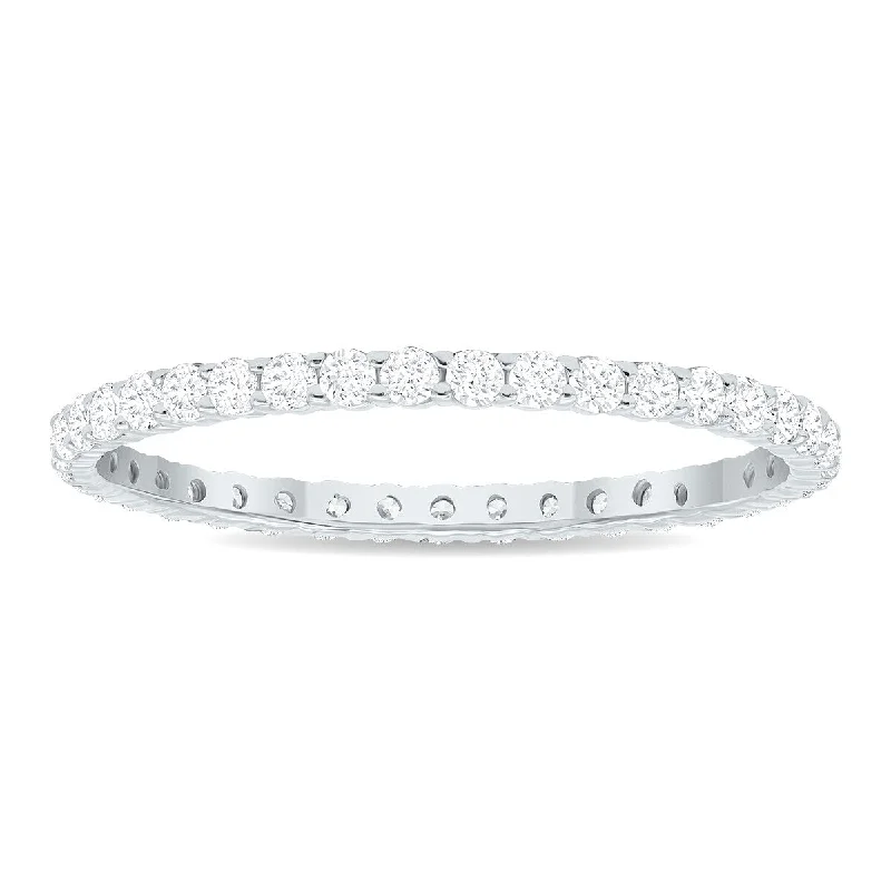 Kite stone ring-Women's 1/2 Carat TW Thin Diamond Eternity Band in 10K White Gold