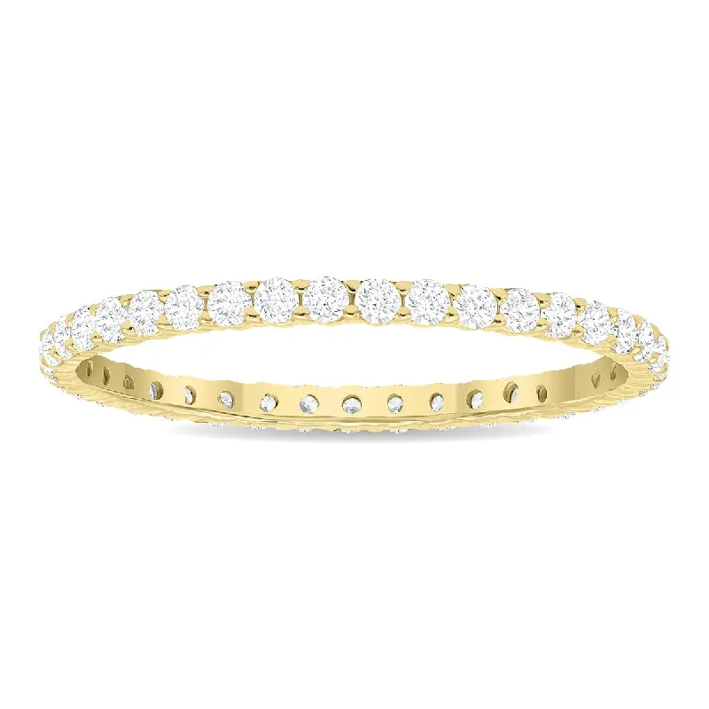 Spotted band ring-Women's 1/2 Carat TW Thin Diamond Eternity Band in 10K Yellow Gold