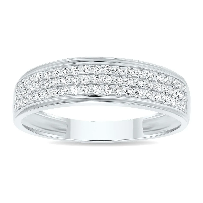 Thick gold ring-Women's 1/3 Carat TW Round Diamond Rave Wedding Band in 10K White Gold