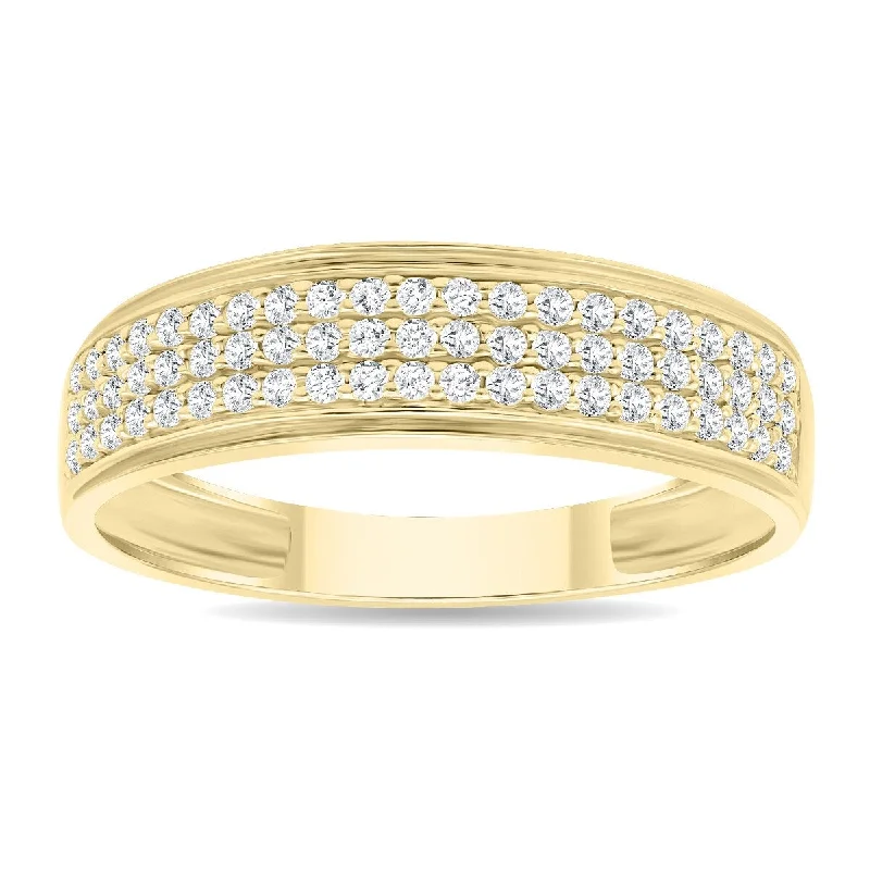 Elastic gem ring-Women's 1/3 Carat TW Round Diamond Rave Wedding Band in 10K Yellow Gold