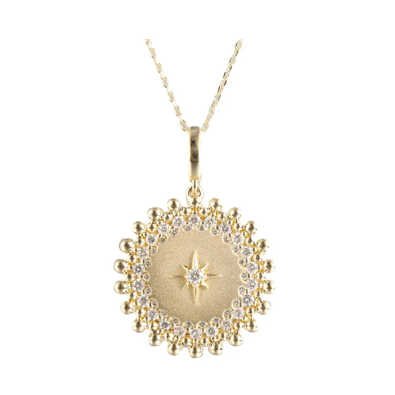 Mottled stone necklace-Yellow Gold Diamond Shield Pendant Necklace, 0.50 cttw