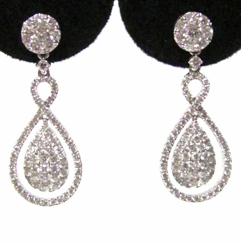 Breezy silver earrings-1.68 TCW Round Cut Diamond Pear-Shape Earrings F-G Push Back 18k White Gold