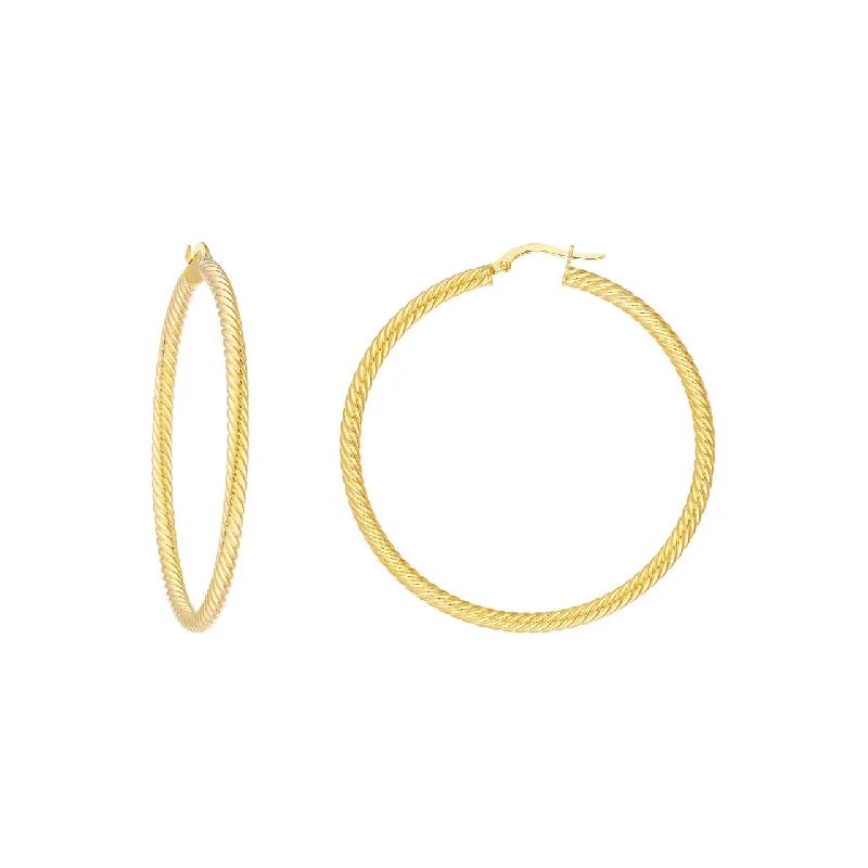 Tarnished gold earrings-14K 50mm Rope Twist Hoop Earrings