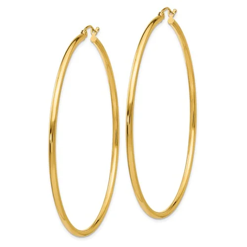 Spotted hoop earrings-14k Gold Polished 2x60mm Lightweight Tube Hoop Earrings