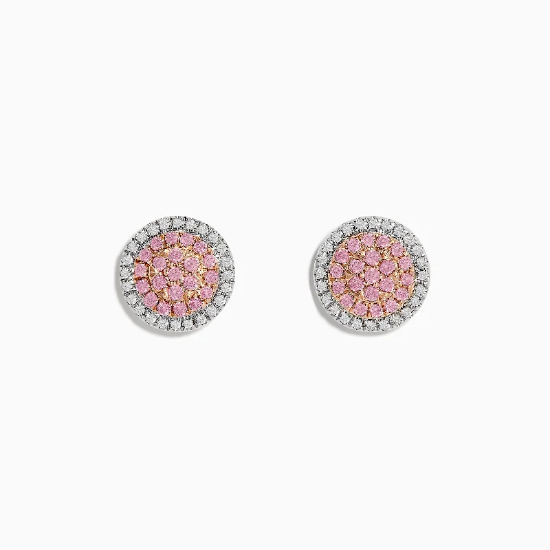 Sun-cut earrings-14K Two Tone Gold Pink and White Diamond Earrings