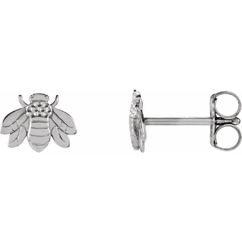 Broken-edge earrings-14k White Gold Bumblebee Stud Earring for Women