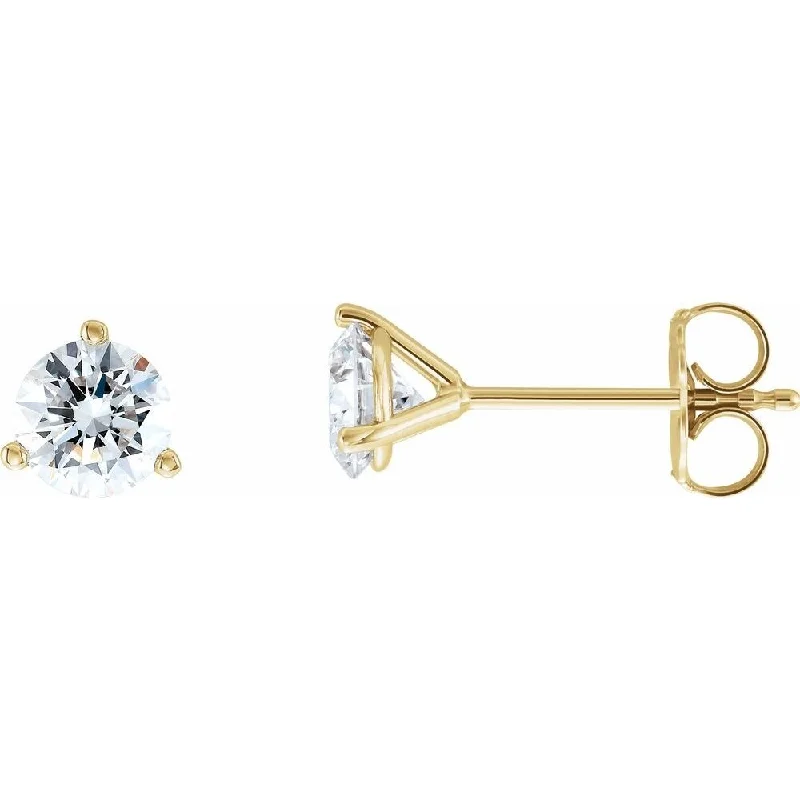 Faint finish earrings-14k Yellow Gold 1 CTW Lab-Grown Diamond Stud Earring for Women