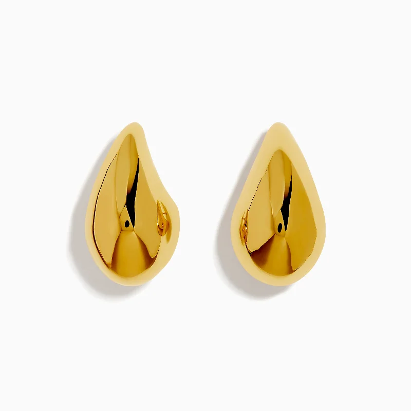 Faceted crystal earrings-14K Yellow Gold Drop Earrings