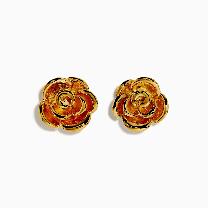 Stellar design earrings-14K Yellow Gold Flower Earrings