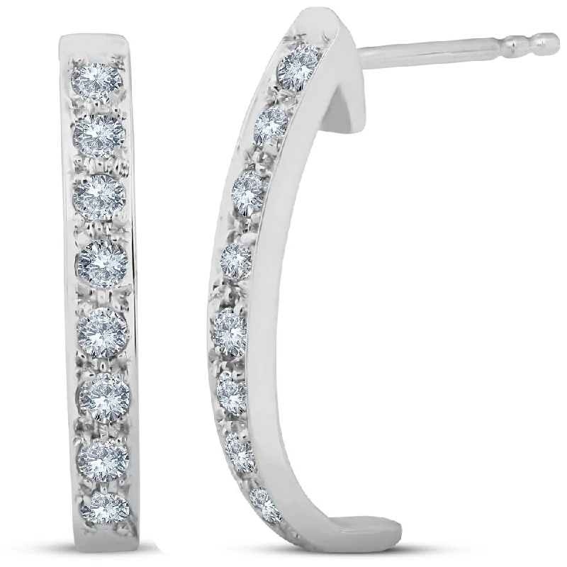 Branch cluster earrings-3/8ct Diamond Hoops 14K White Gold