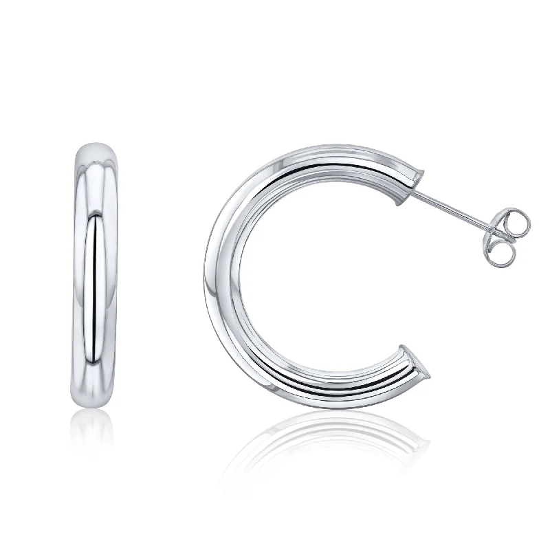 Shining gem earrings-4x25 MM Open Hoop Earrings