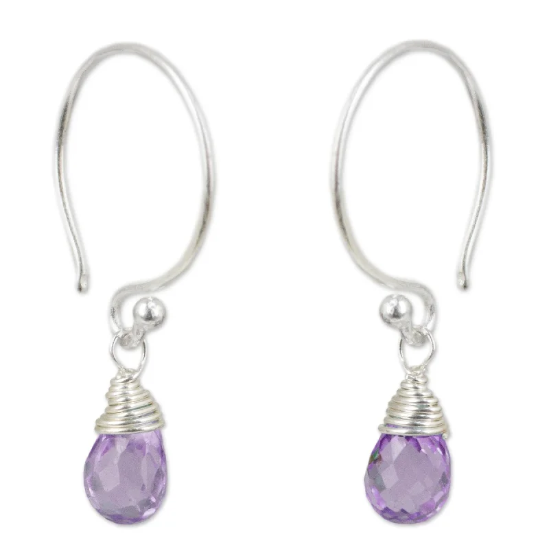 Classic lapis earrings-Amethyst 'Glowing Exotic' Earrings