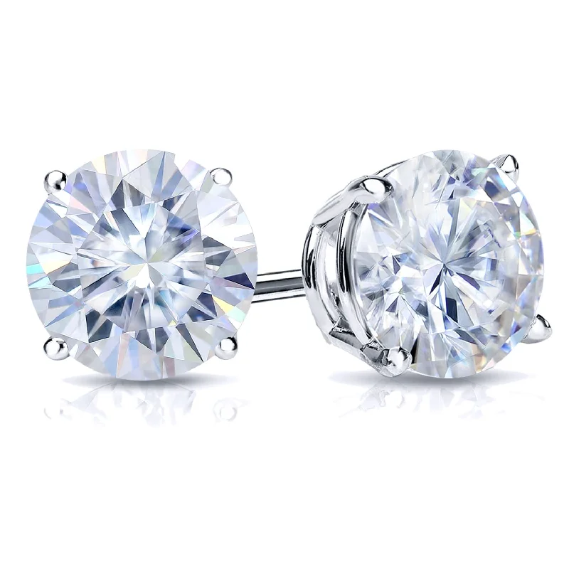 Radiant sun earrings-Auriya 14k Gold 3 1/2ctw Round Moissanite Stud Earrings - 7.8 mm, Push-Backs