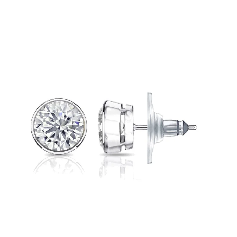 Luminous quartz earrings-Auriya 14k Gold Certified 2.00 ct. TDW Secure-Lock Bezel Set Round Diamond Stud Earrings