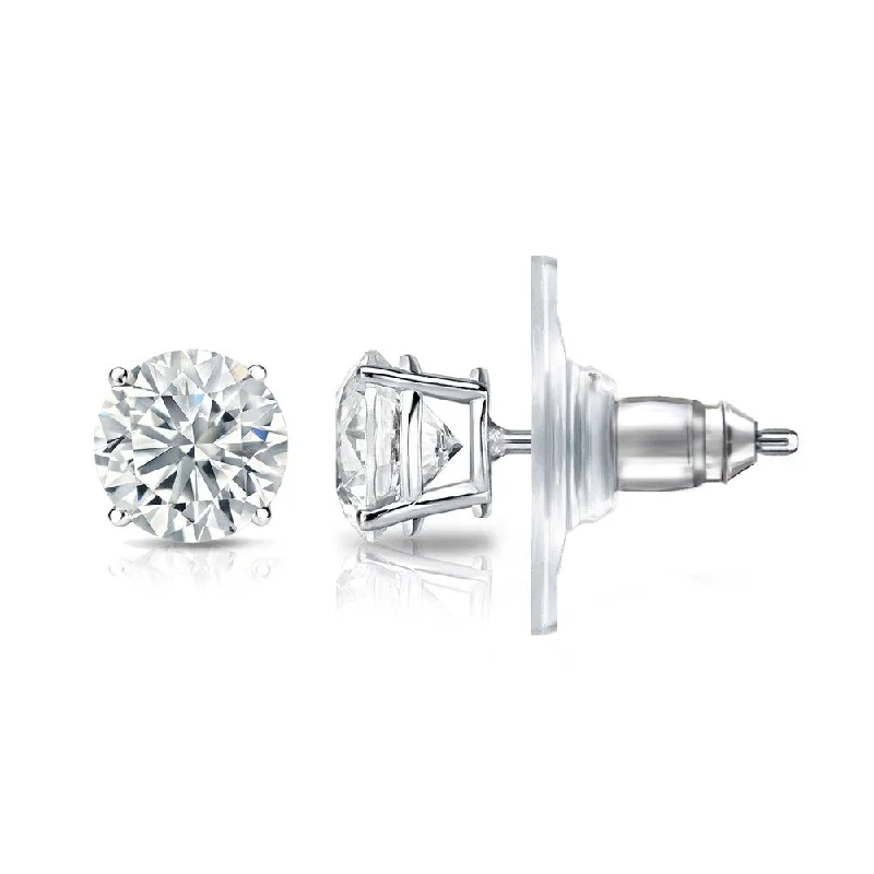 Shimmering silver earrings-Auriya 14k Gold Certified 3.00 ct. TDW Secure-Lock Round Diamond Stud Earrings