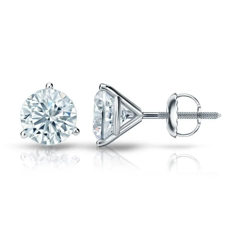 Luminous minimalist earrings-Auriya 2 3/4ctw 3 Prong Martini Set Round Diamond Stud Earrings 18kt Gold Certified