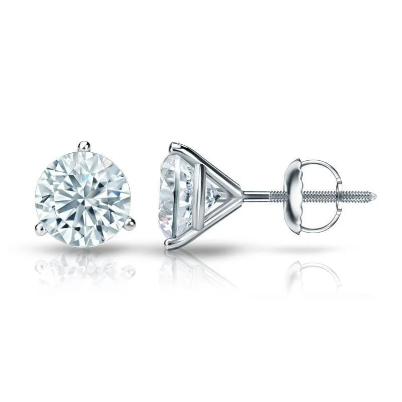 Tilted gem earrings-Auriya 2ctw 3 Prong Martini Set Round Diamond Stud Earrings 18kt Gold Certified