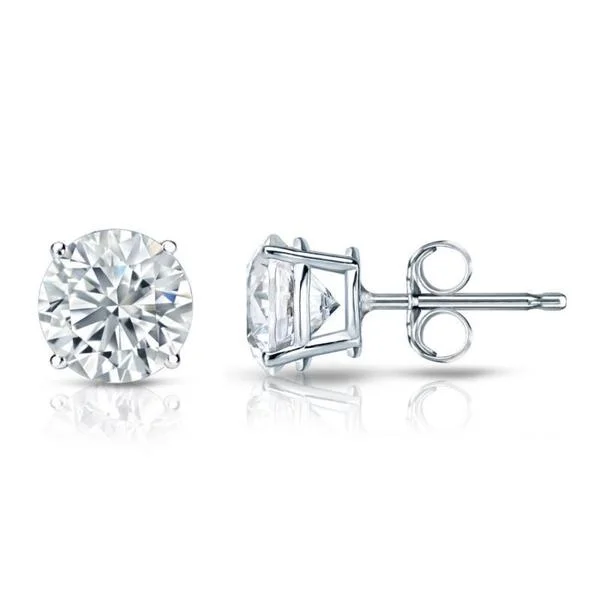 Shiny pewter earrings-Auriya Platinum 1 1/4ctw Round Diamond Stud Earrings GIA Certified